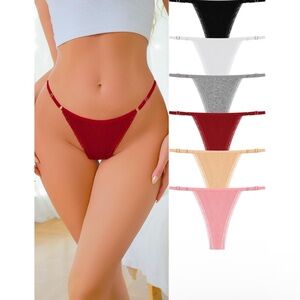 NWT No Label Size XL 6 Pack Multicolored Cotton Tangas Thong Set